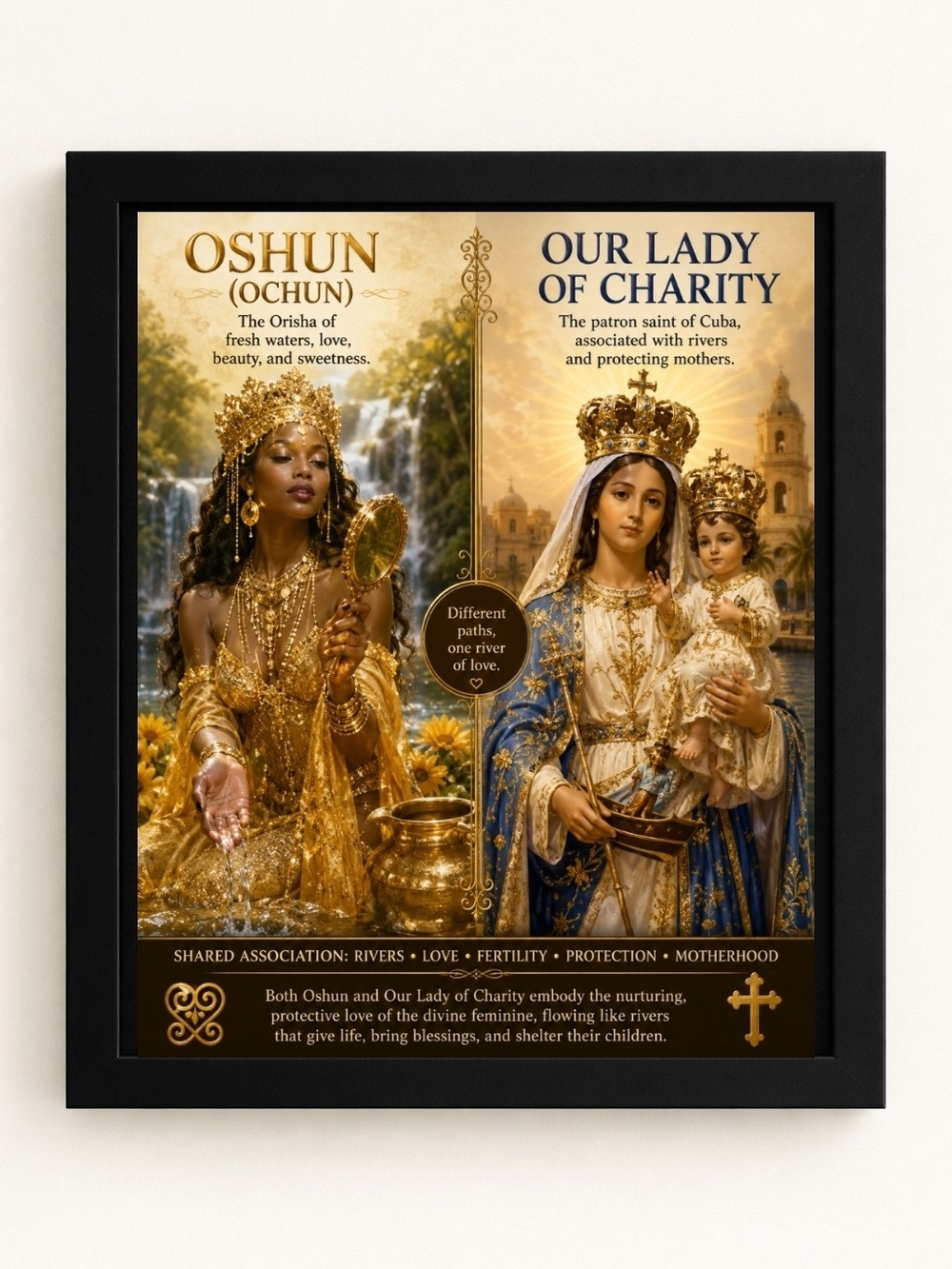 Oshun & Our Lady of Charity Dual Art Print  8x10 Frame